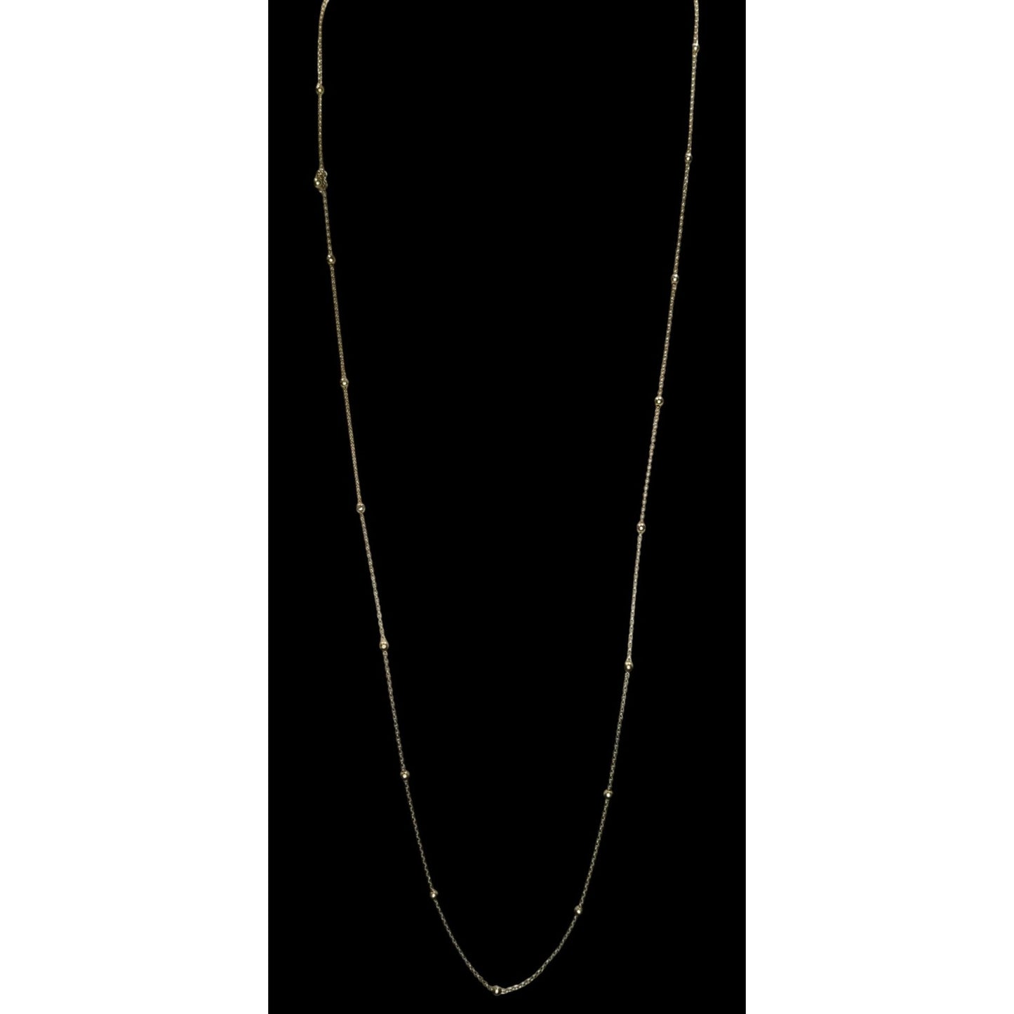 Sterling Silver Beaded Chain Necklace 32" With 3" Extender AV 925 Lobster Clasp Elegant Jewelry