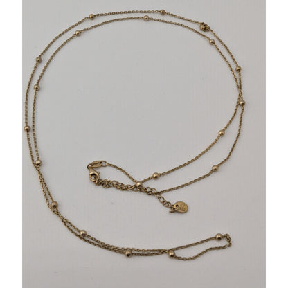 Sterling Silver Beaded Chain Necklace 32" With 3" Extender AV 925 Lobster Clasp Elegant Jewelry