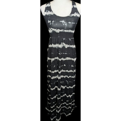 SO Black And White Tie Dye Stripe Maxi Summer Dress