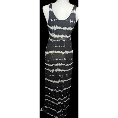 SO Black And White Tie Dye Stripe Maxi Summer Dress