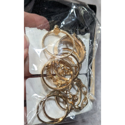 Whimsical Gold Tone Rings Set of 11 Size 6.5-7.5 New Open Box