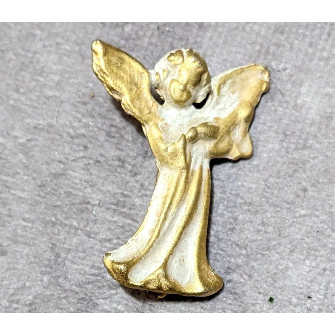 Vintage Gold Tone Angel Playing And Instrument Brooch