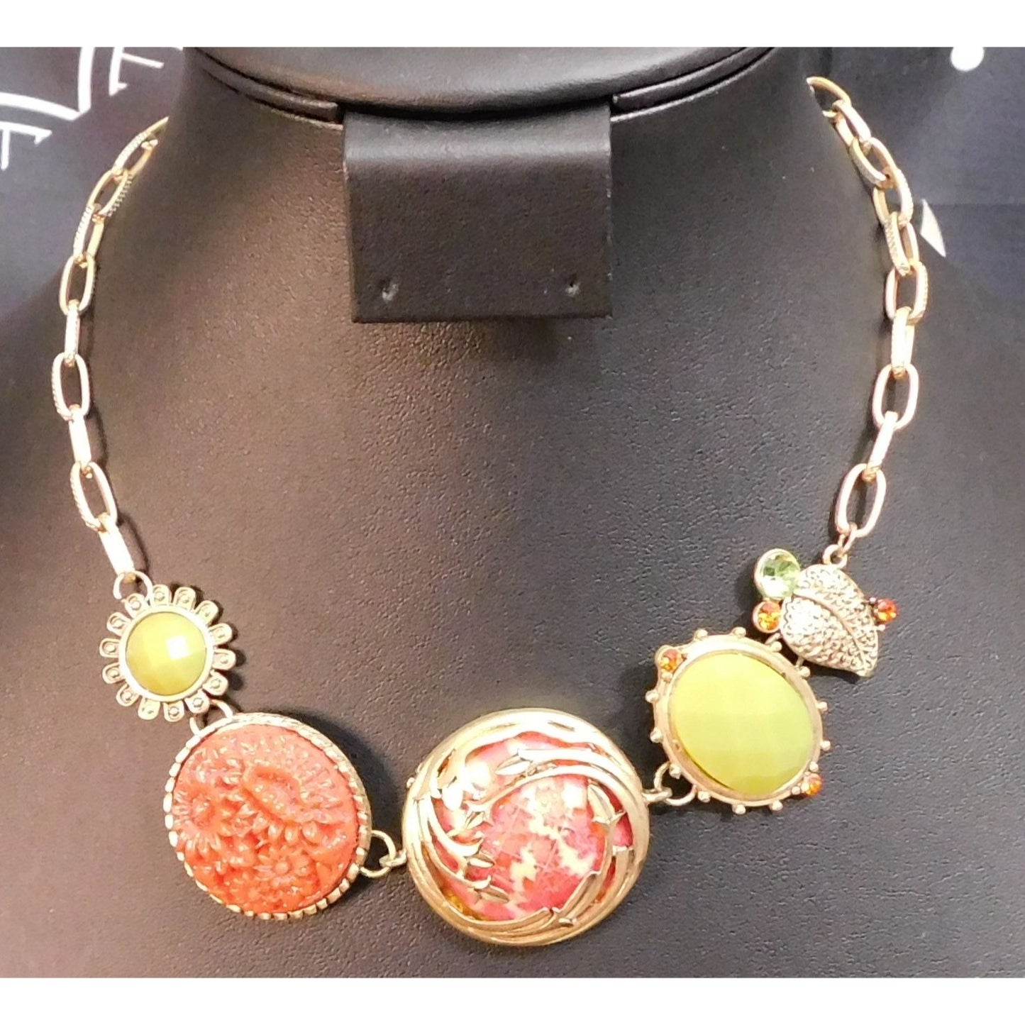 Vintage Floral Medallion Statement Necklace