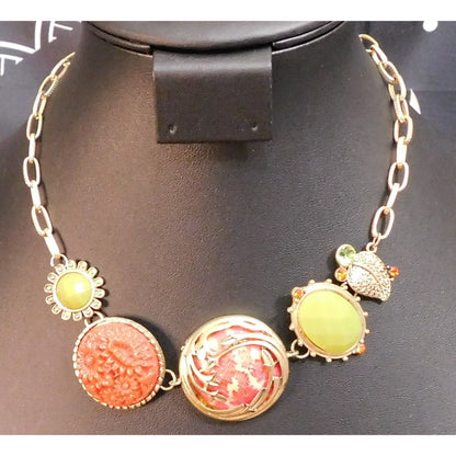 Vintage Floral Medallion Statement Necklace