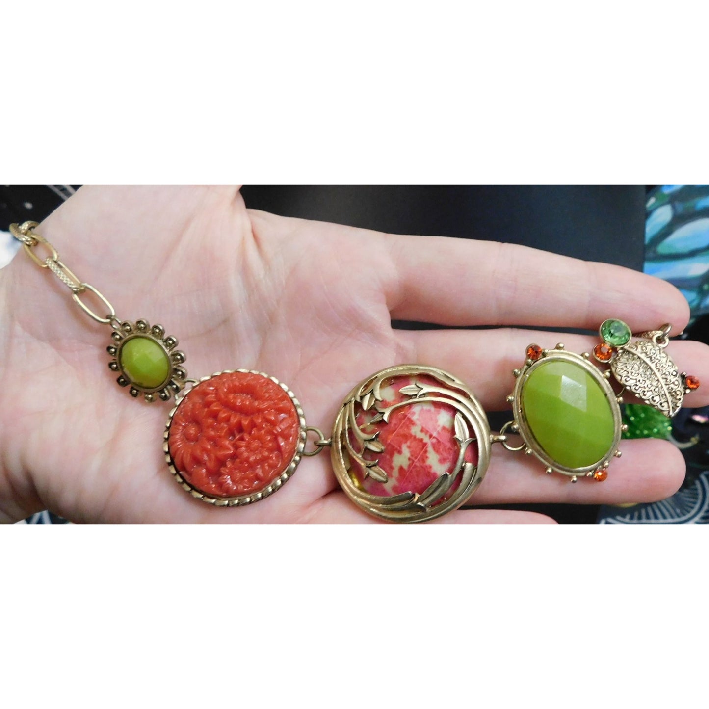 Vintage Floral Medallion Statement Necklace