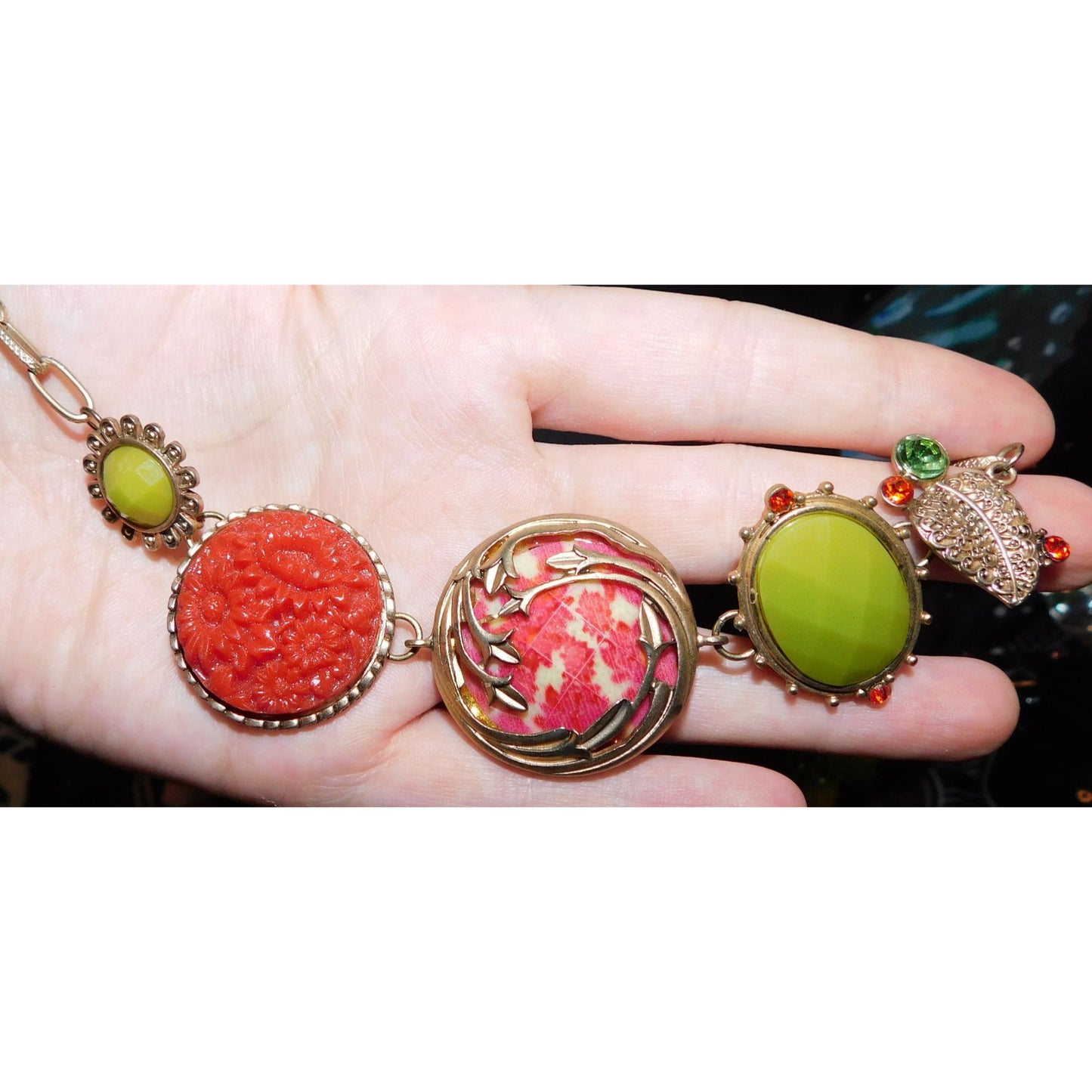 Vintage Floral Medallion Statement Necklace