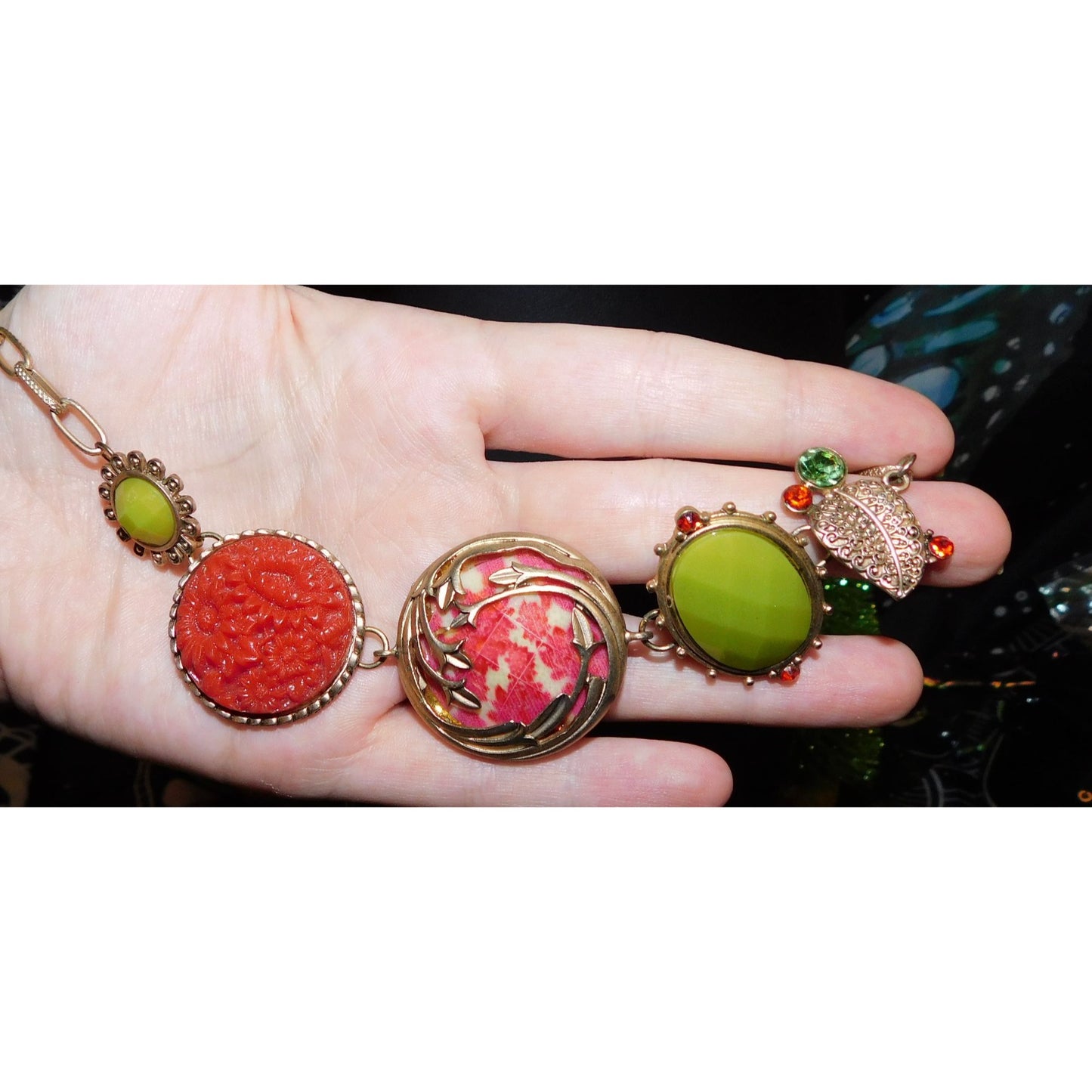 Vintage Floral Medallion Statement Necklace