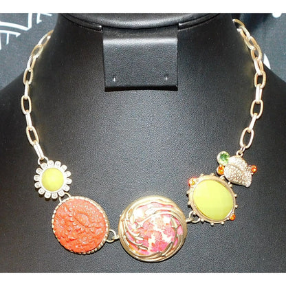 Vintage Floral Medallion Statement Necklace