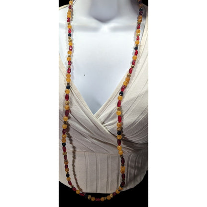 Vintage 1928 Red Yellow And Gold Tone Beaded Necklace