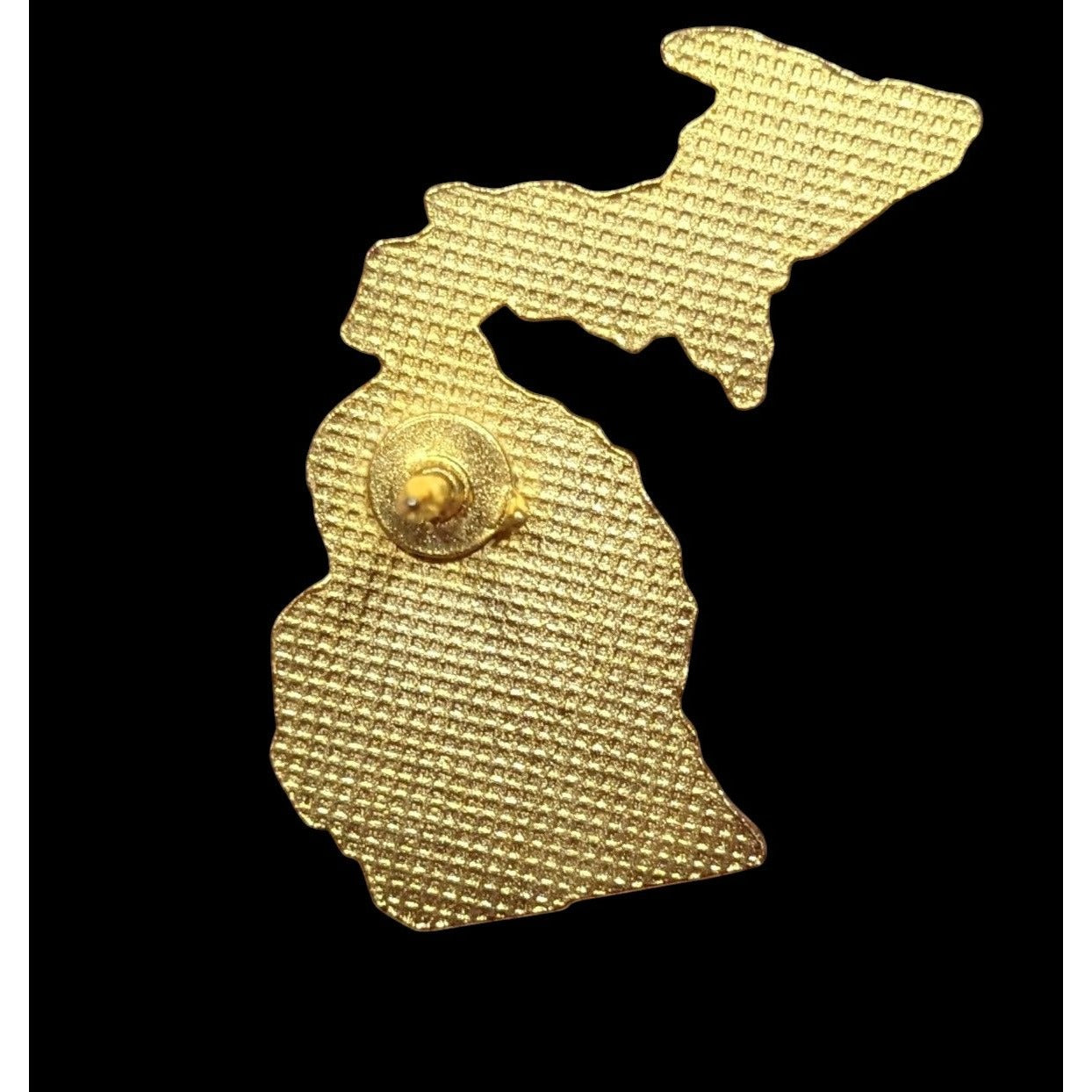 Vintage Michigan State Shaped Gold Tone Lapel Pin With Bear