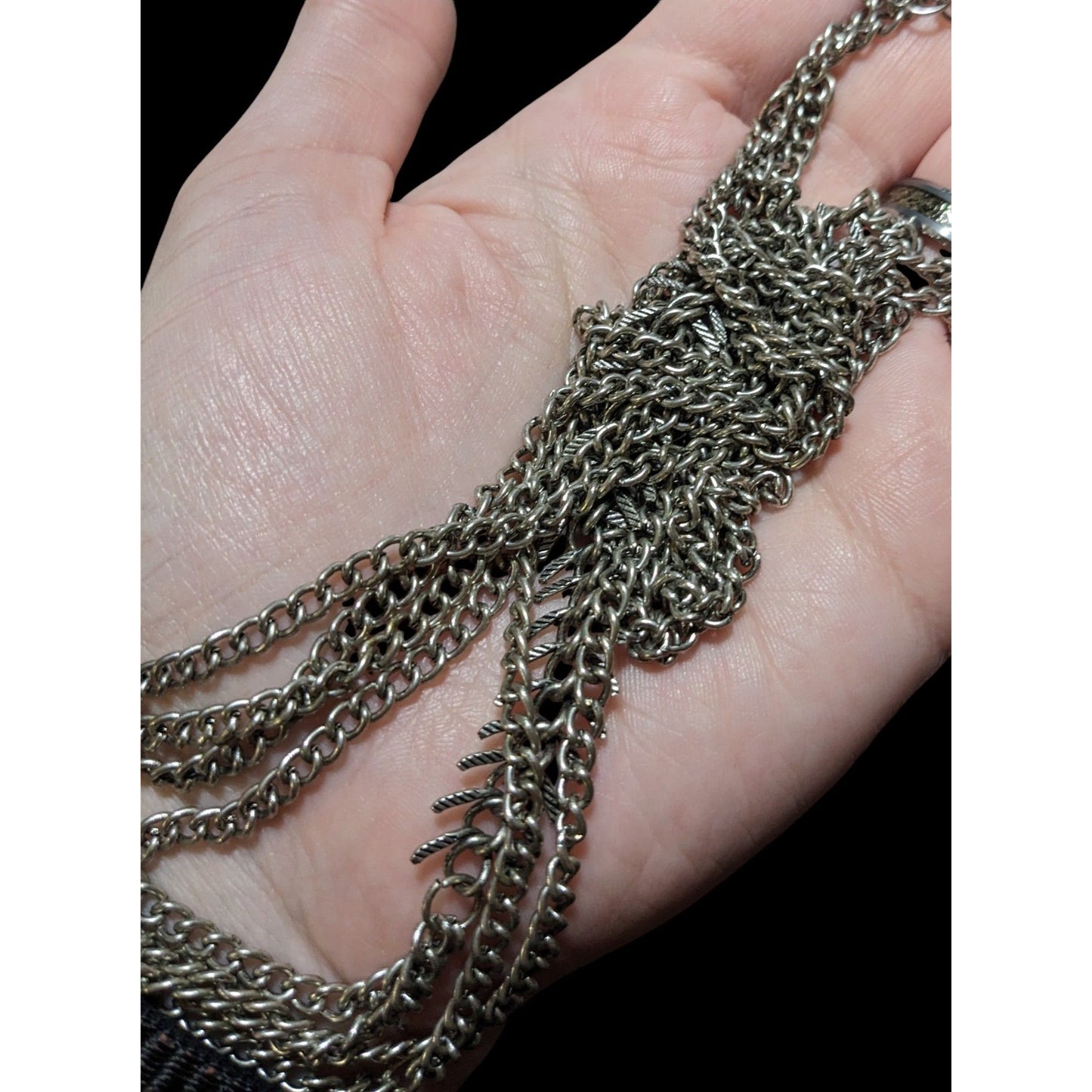 Silver Tone Fishbone Accented Body Chain