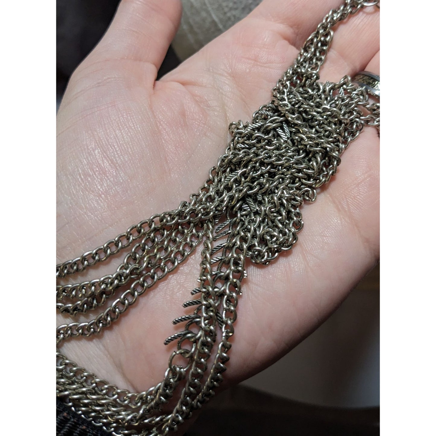 Silver Tone Fishbone Accented Body Chain