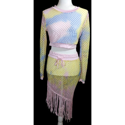 InGear Resort Mermaidcore Pastel Rainbow Two Piece Swim Cover Up