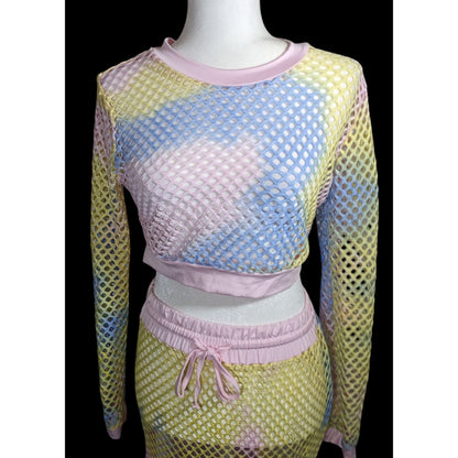 InGear Resort Mermaidcore Pastel Rainbow Two Piece Swim Cover Up