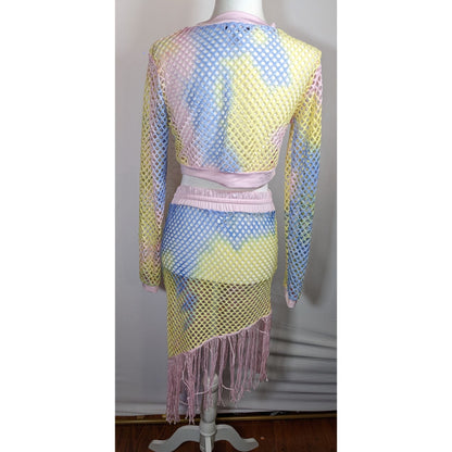 InGear Resort Mermaidcore Pastel Rainbow Two Piece Swim Cover Up