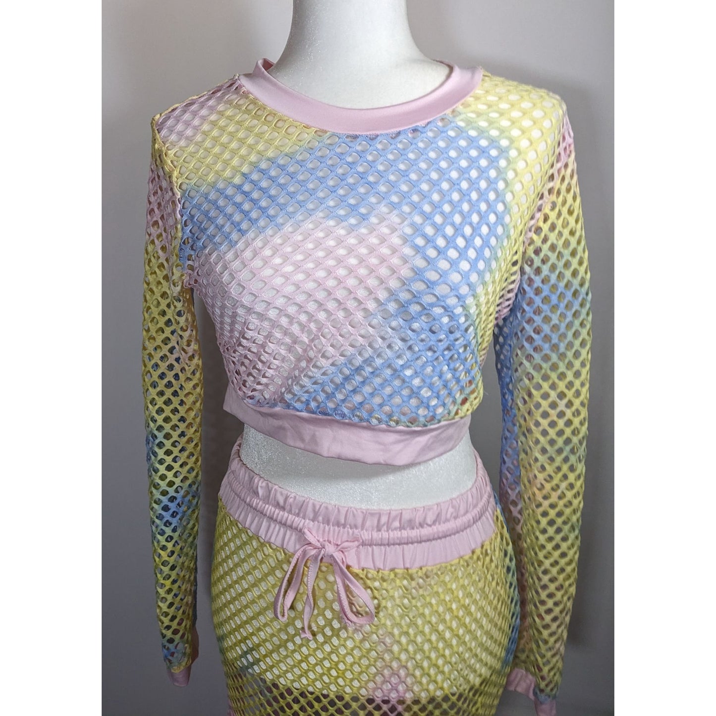 InGear Resort Mermaidcore Pastel Rainbow Two Piece Swim Cover Up