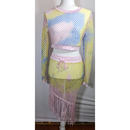 InGear Resort Mermaidcore Pastel Rainbow Two Piece Swim Cover Up