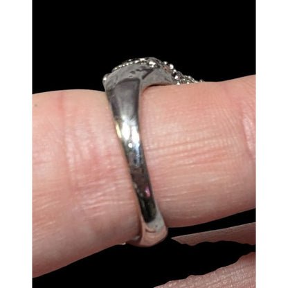 Vintage Glam Faux Pearl Cocktail Ring With Black Rhinestone Accents