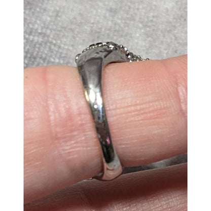 Vintage Glam Faux Pearl Cocktail Ring With Black Rhinestone Accents