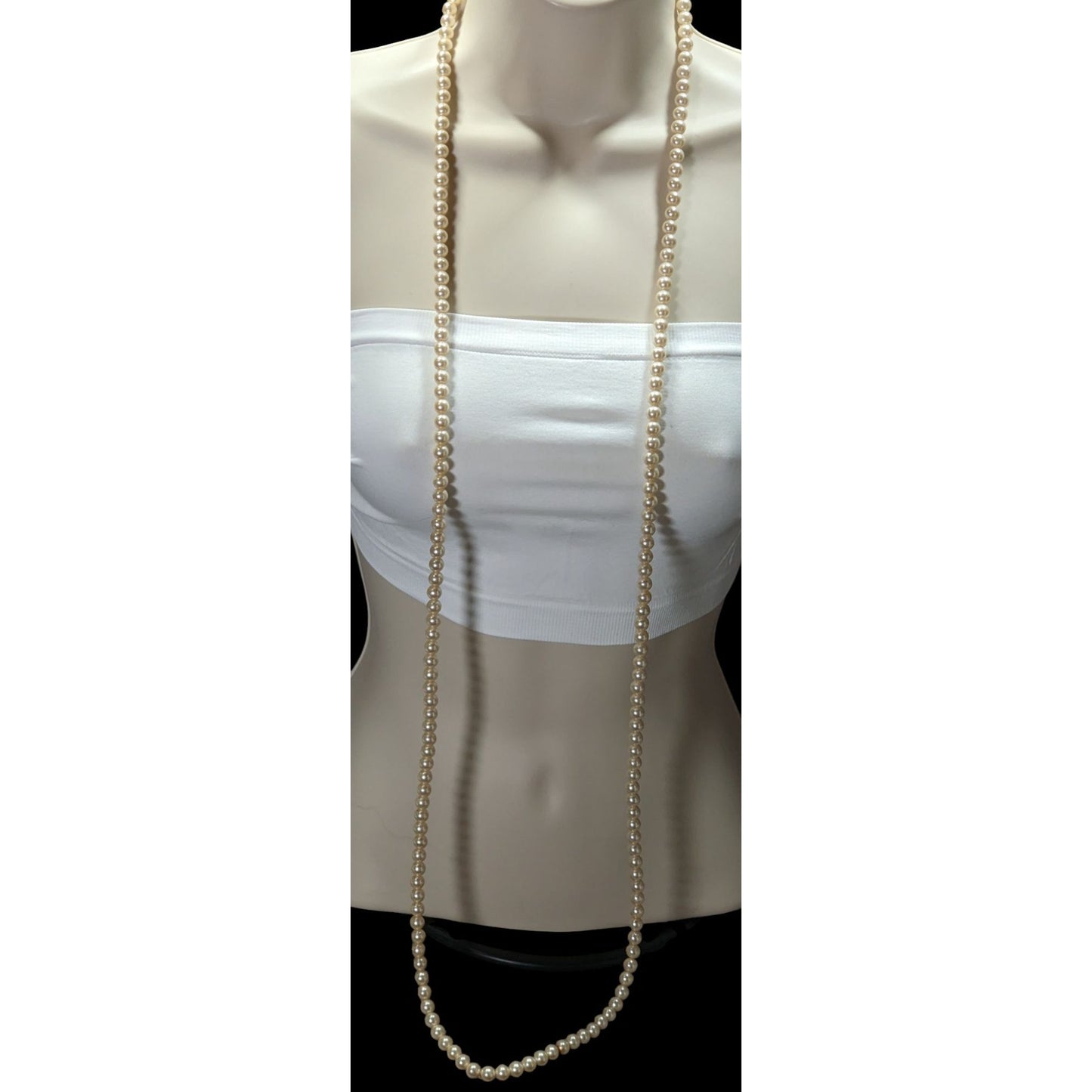 Vintage Faux Pearl Long Strand Necklace