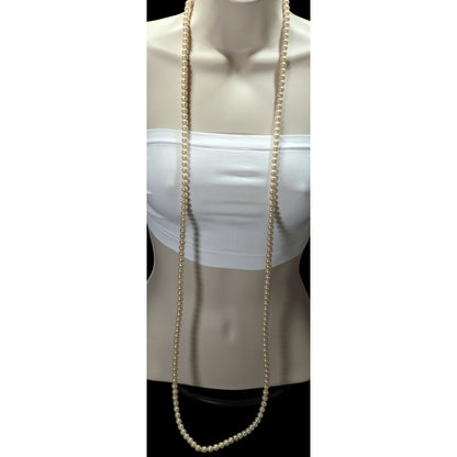 Vintage Faux Pearl Long Strand Necklace
