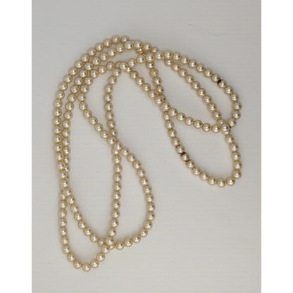 Vintage Faux Pearl Long Strand Necklace