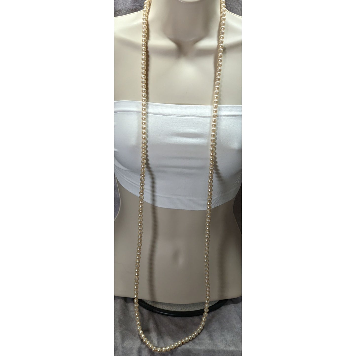 Vintage Faux Pearl Long Strand Necklace
