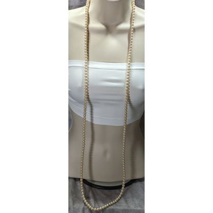 Vintage Faux Pearl Long Strand Necklace