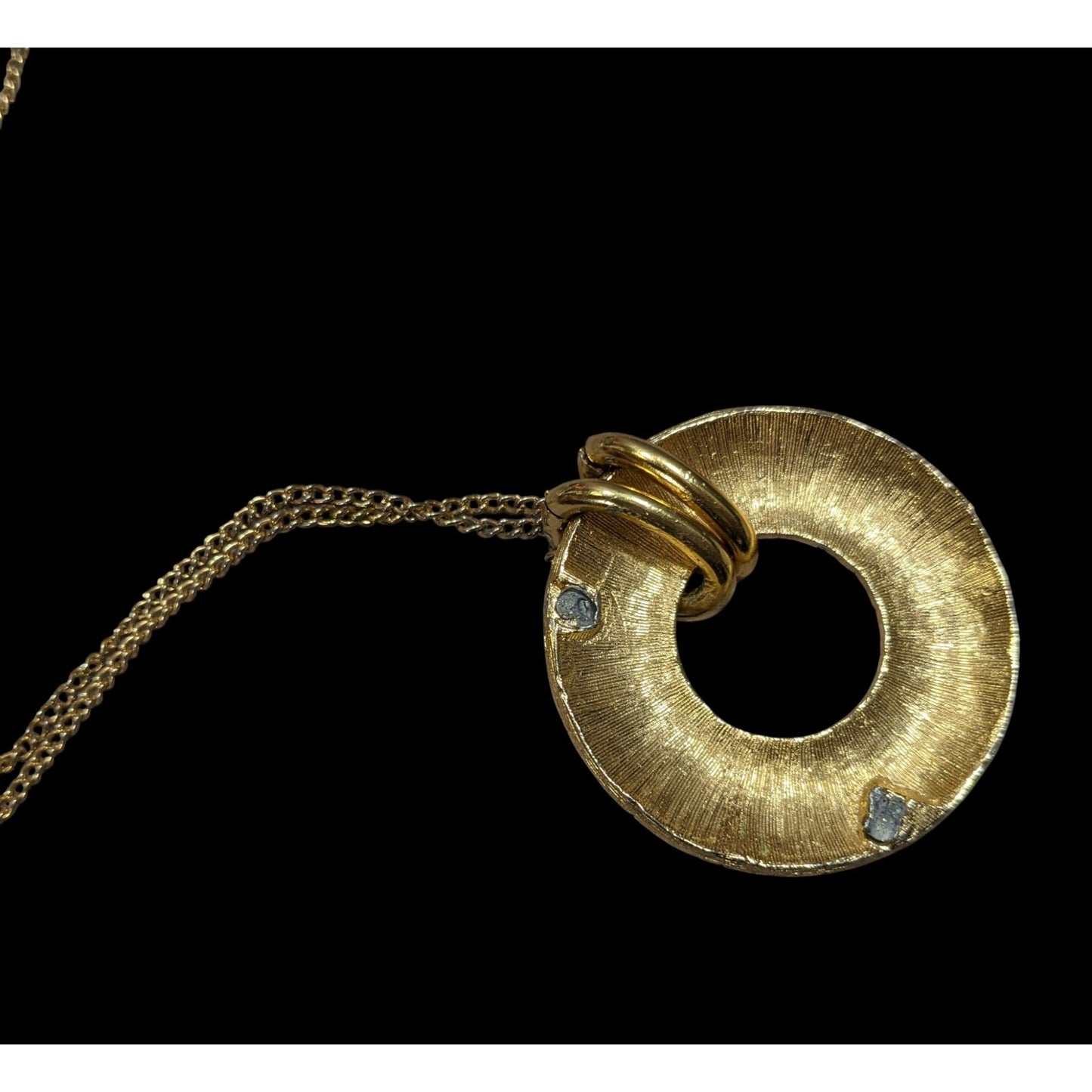 Geometric Cream And Gold Tone Open Disc Pendant Necklace