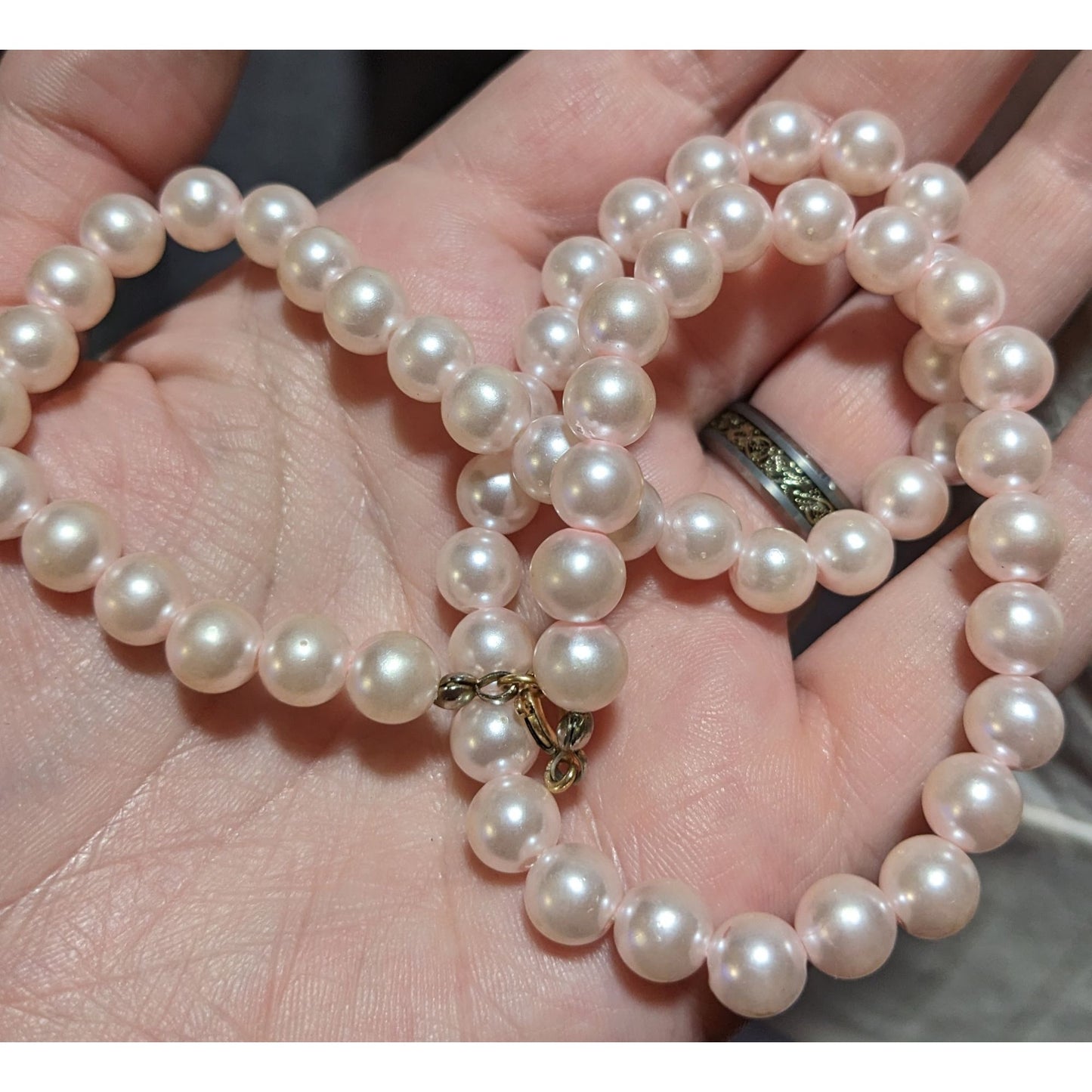 Coquette Pastel Pink Faux Pearl Necklace