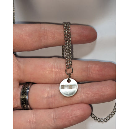 Minimalist Silver Pendant Necklace With Engraved Round Charm