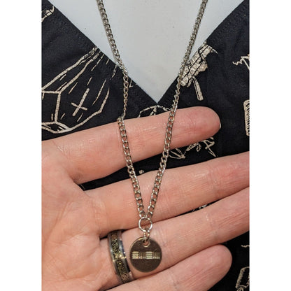 Minimalist Silver Pendant Necklace With Engraved Round Charm