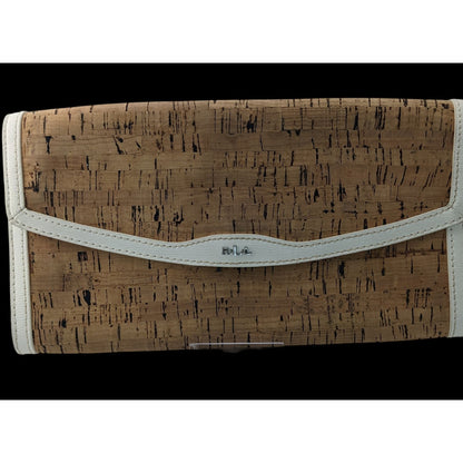 Preppy Lauren Ralph Lauren Cork & Faux Leather Clutch With Magnetic Closure Brown Lining