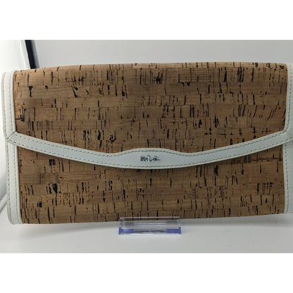 Preppy Lauren Ralph Lauren Cork & Faux Leather Clutch With Magnetic Closure Brown Lining