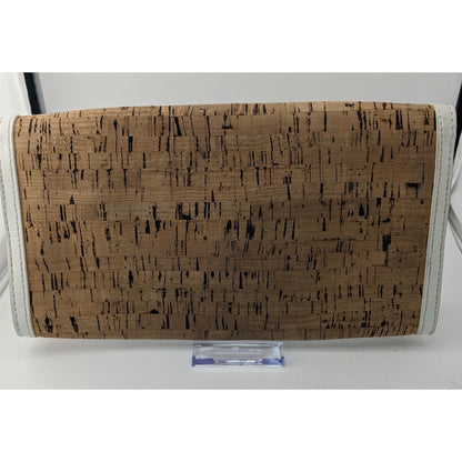 Preppy Lauren Ralph Lauren Cork & Faux Leather Clutch With Magnetic Closure Brown Lining