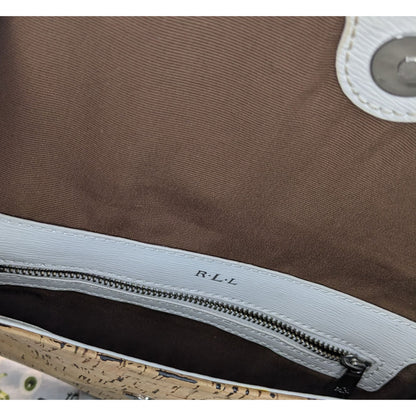 Preppy Lauren Ralph Lauren Cork & Faux Leather Clutch With Magnetic Closure Brown Lining