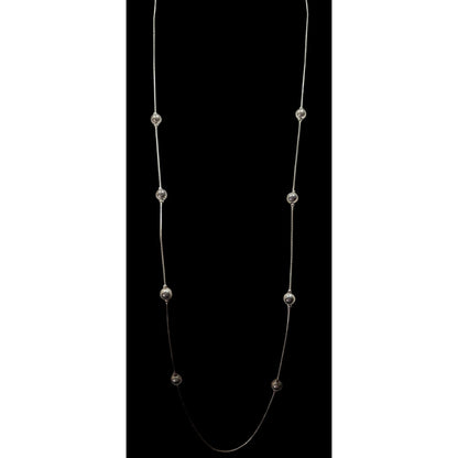 Modern Silver Tone Ball Beaded Station Necklace