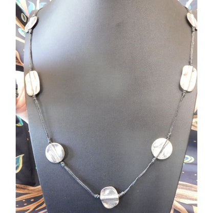 Brutalist Hammered Disc Silver Tone Station Necklace