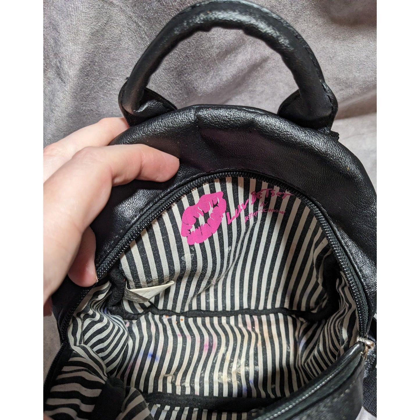 Luv Betsey Betsey Johnson Striped Mini Backpack Purse