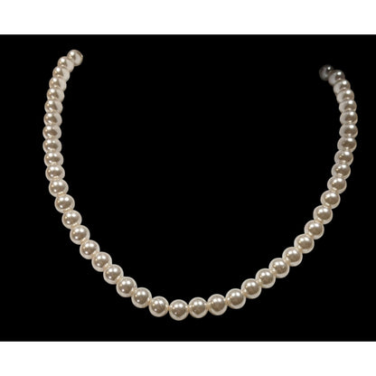 Vintage Faux Pearl Beaded Necklace With Hidden Bead Box Clasp