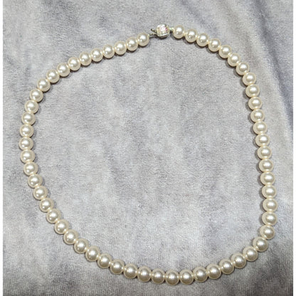 Vintage Faux Pearl Beaded Necklace With Hidden Bead Box Clasp