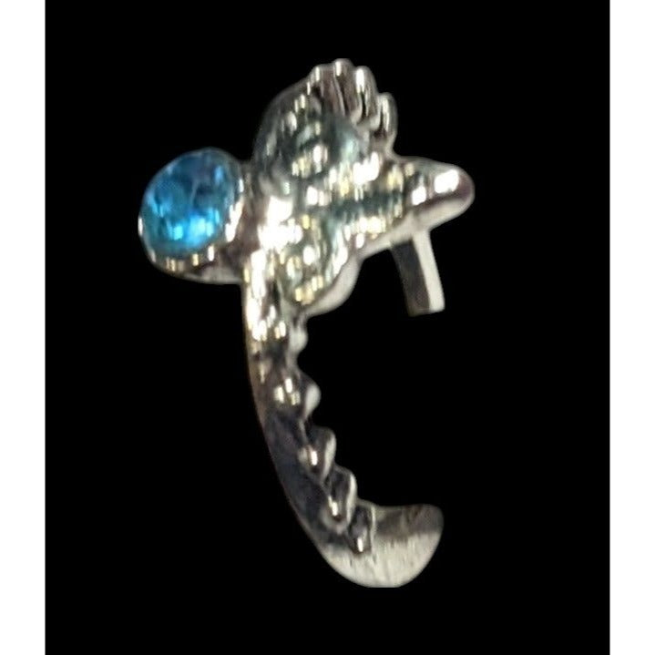 Whimsical Fantasy Silver Tone With Blue Stone Fashion Ring Size 5 1/4