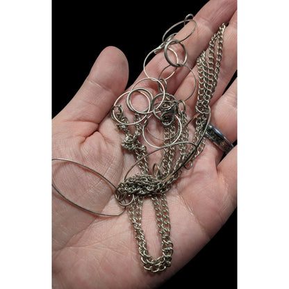 Open Link Silver Tone Layered Chain Necklace