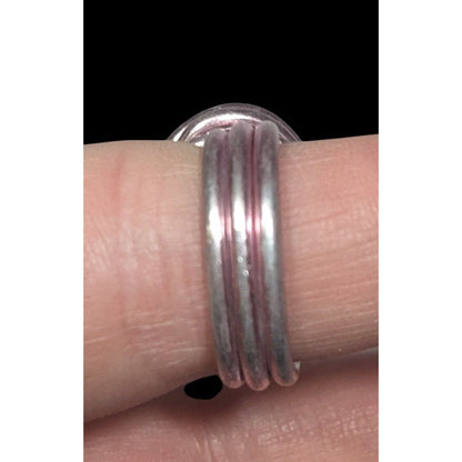 Handmade Abstract Pastel Pink Finished Aluminum Wire Wrapped Ring Size 7 1/4