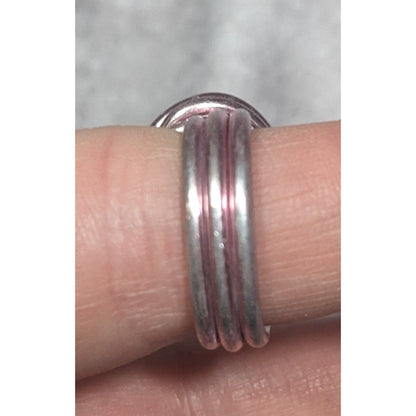 Handmade Abstract Pastel Pink Finished Aluminum Wire Wrapped Ring Size 7 1/4