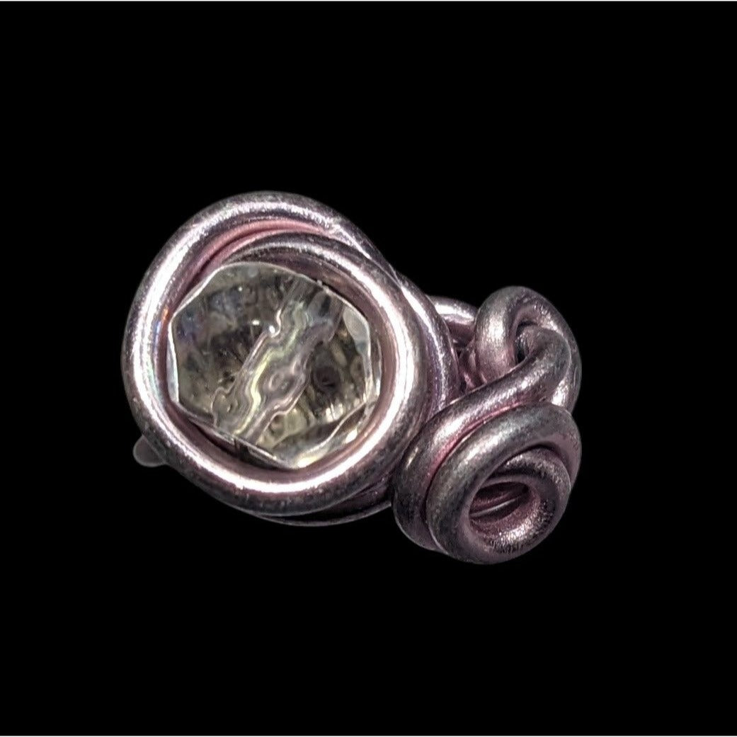 Handmade Abstract Pastel Pink Finished Aluminum Wire Wrapped Ring Size 7 1/4