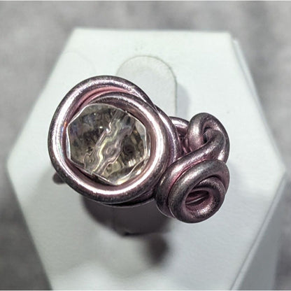 Handmade Abstract Pastel Pink Finished Aluminum Wire Wrapped Ring Size 7 1/4