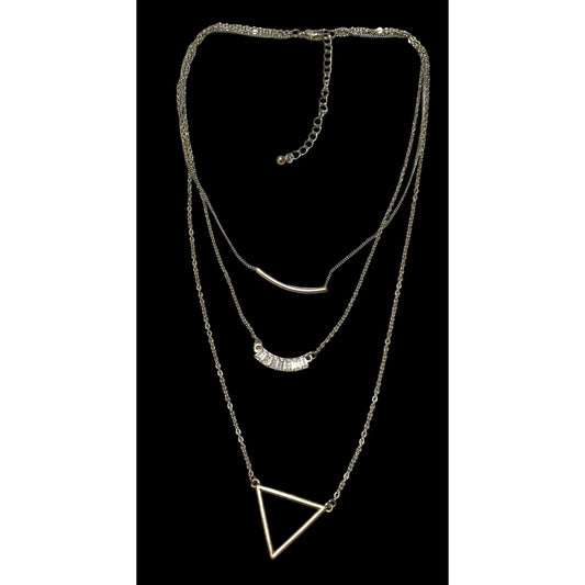 Y2K Multilayer Gold Geometric Gemmed Necklace