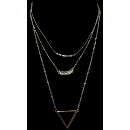 Y2K Multilayer Gold Geometric Gemmed Necklace