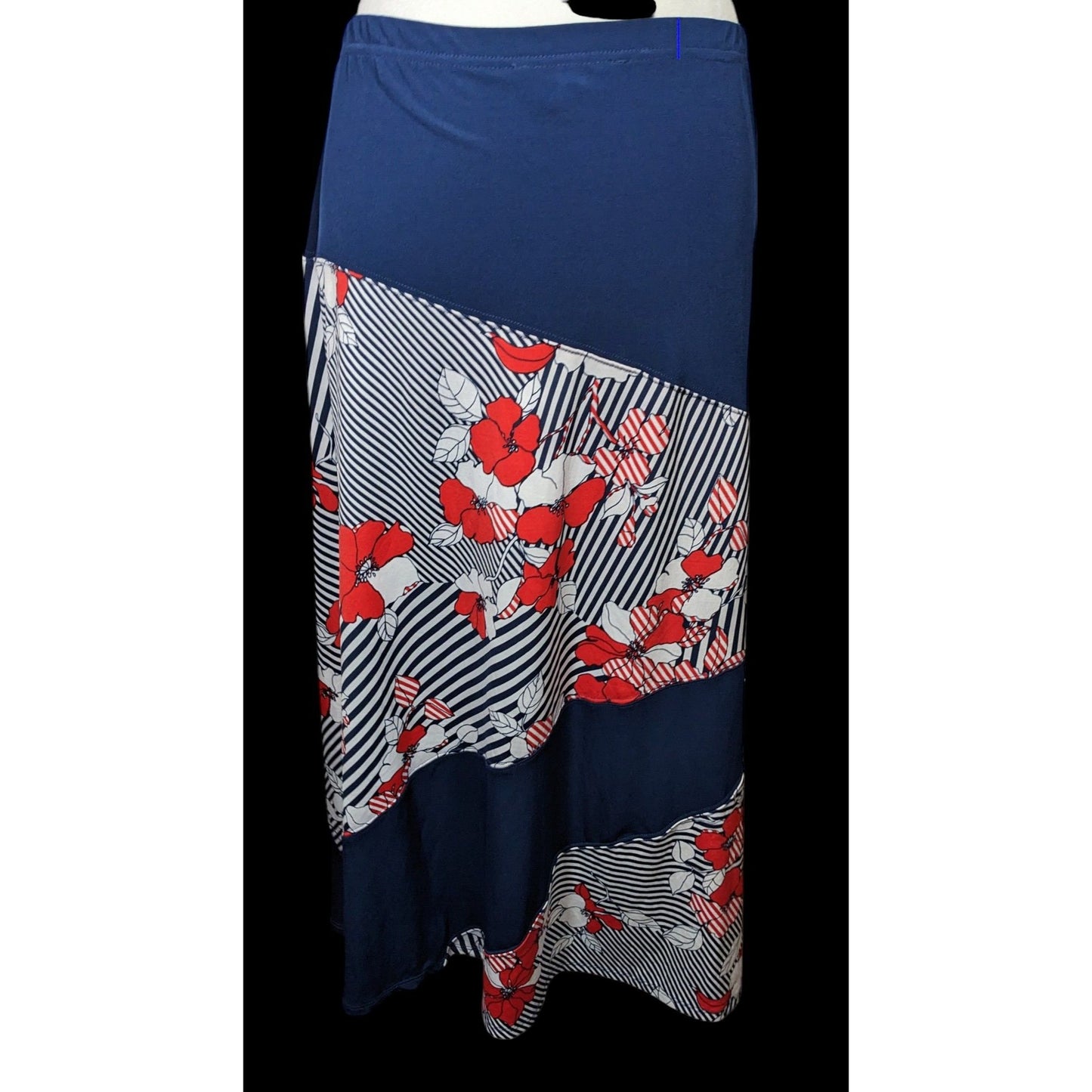 N Touch Floral Red White And Blue Maxi Skirt
